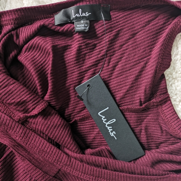 Lulu's Closer to You Burgundy Ribbed Backless Bodysuit with High Neckline - Picture 9 of 9